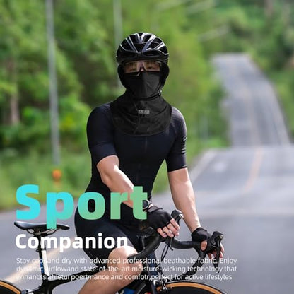 Cooling Breathable Balaclava Full Face Mask with Wide Brim Sun UV Protection Hood for Men Women Fishing Motorcycle Skiing - color: Khaki