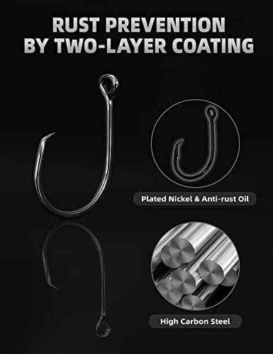 BLUEWING Wide Gap Offset Circle Hook with Big Game Stainless Steel Swivel, Live Bait, Ringed for Freshwater and Saltwater - size: 1/0 - 25pcs