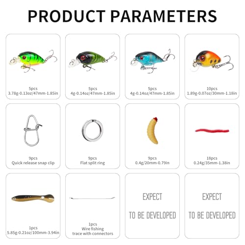 TSKS Fishing Artificial Lures Kit Mixed Including Front Diving Fin Minnow Surface Popper Crank Baits Pencil VIB with Hook and Soft Lures Accessories for Saltwater Freshwater Trout Bass Tackle Gift Set - color: 150pcs