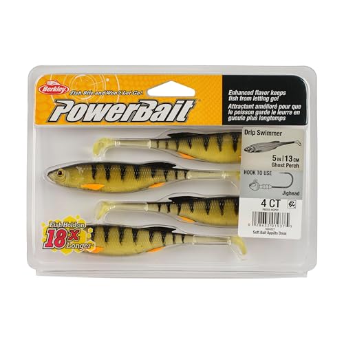 Berkley PowerBait Drip Swimmer Fishing Soft Bait - color: Ghost Perch, size: 5"