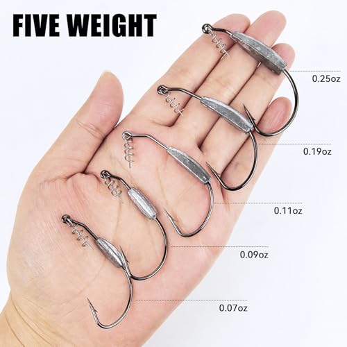 Weighted Swimbait Hooks,Weedless Fishing Jig Heads with Twist Lock,for Soft Plastic Worm Saltwater Freshwater Fishing Hooks