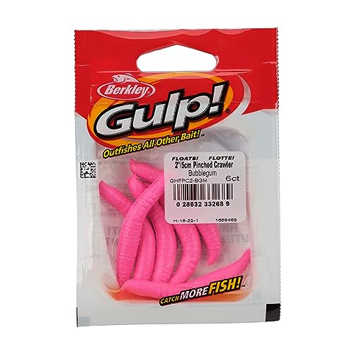 Berkley Gulp! Floating Pinched Crawler Fishing Soft Bait - color: Bubblegum - Original Scent, size: 2"