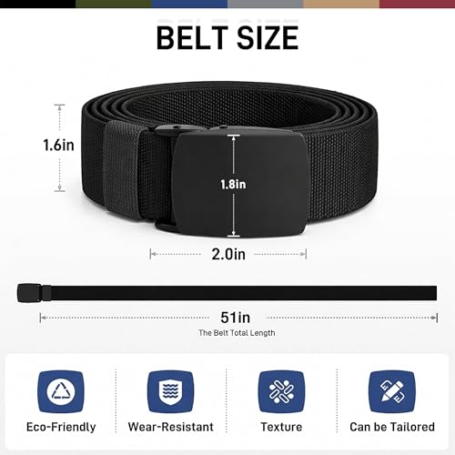 UNGGJKB Men's Tactical Belt, Nylon Casual Elastic Belt, Work Belt That Can Be Cut And Adjusted - color: Brown/Black-stretch
