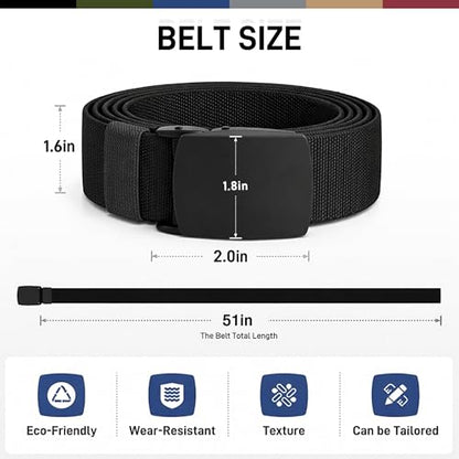 UNGGJKB Men's Tactical Belt, Nylon Casual Elastic Belt, Work Belt That Can Be Cut And Adjusted - color: Brown/Black-stretch