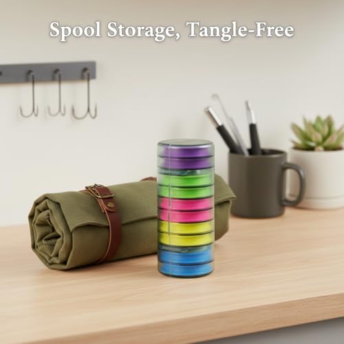 Fishing Line Spool Organizer Box, Durable PP Plastic Storage Case with Silicone Holders for Braid, Mono, and Fluoro Spools - size: 6.1 x 2.44 x 6.1 in