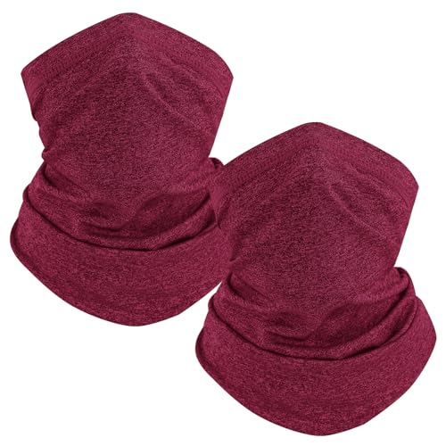 TICONN Neck Gaiter Face Cover Scarf, Neck Warmer Breathable Sun & Wind-proof for Skiing Fishing Hiking Cycling - color: Candy Red-2pk, style: Quick Dry