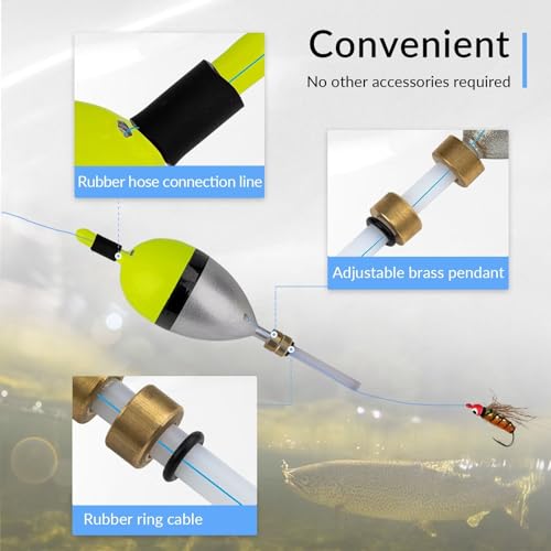 THKFISH Wood Slip Bobber for Fishing with Brass Weighted Crappie Floats - color: A Style-Green, size: 2.5in * 5pcs
