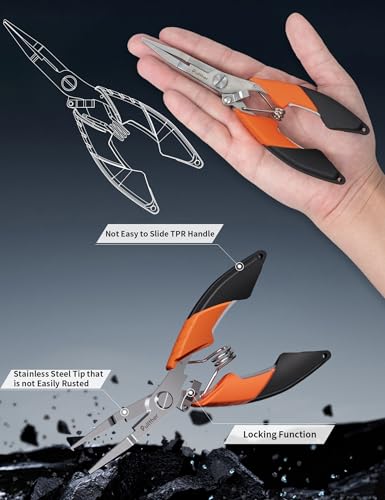 Fishing Tools Kit, Fishing Pliers,Fishing Scissors, Fishing Line Cutter for Braided Fishing Line,Fishing Gear with Lanyard - color: 6.5"Fishing Pliers Orange