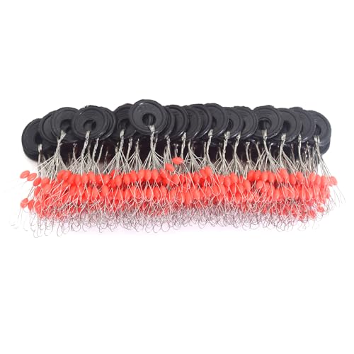 6 in 1 Fishing Bobber Stopper,Soft Silicone Float Sinker Stops,100Pcs Cylinder,Oval Float Stop Stoppers… - color: Red-Oval, size: Small