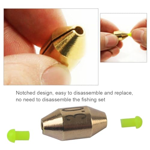 Conskyee 8pcs Brass Fishing Sinkers Rubber Core Assorted Weights | saltwater corrosion resistant, 8 weights 1.9g-11.2g, easy change without retying, twist-lock rubber core