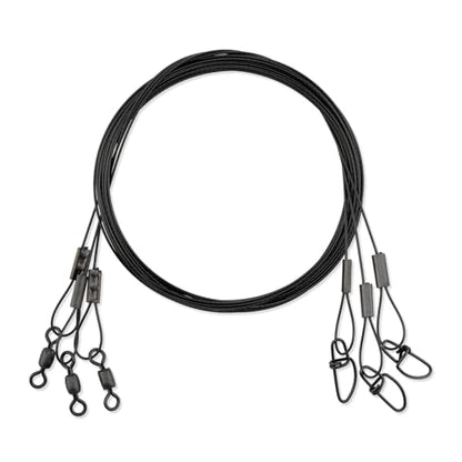 AFW Surflon Fishing Leaders – Black Nylon Coated Stainless Steel Wire, Swivel & Snap, 3 Pack, Variety Pack – Strong Leader Line for Catfishing & Toothy Game Fish - size: 20 lb, style: 36 Inch