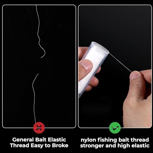2 PCS Fishing Thread Bait Elastic 0.2 MM 656 Ft Length Clear Fishing String Nylon Elastic Invisible FishingLine Stretchy Bait String 656 Feet per Spool with Clear Storage Case
