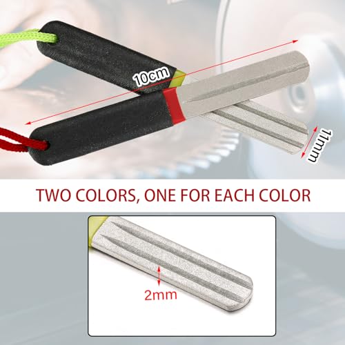 Skylety 2 Pcs Hook Sharpener Hook File for Fishing Diamond File with Handle Portable Double Sided Fine and Medium Grit for Fishing - color: Light Green and Red