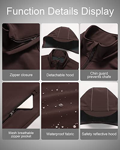 CREATMO US Men's Casual Lightweight Warm Thin Outerwear Vest Windbreaker Sleeveless Jacket With Removable Hood - color: Brown, size: 3X-Large