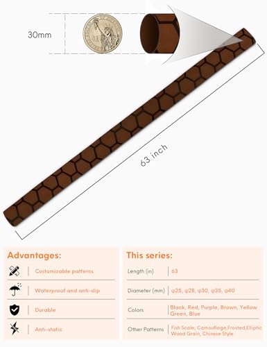 Accering Honeycomb Pattern Heat Shrink Tubing Insulation for Fishing Rod Grip Wrap and Kitchen Supplies (φ30mm, L5.25 ft, Brown) - color: Brown, size: φ30mm, L5.25ft