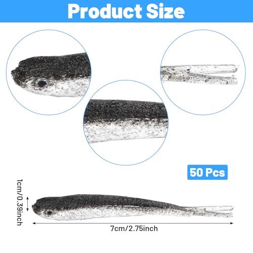 50PCS Soft Plastic Baits 2.75in Soft Fishing Lure | Swim Baits Forked Tail Minnow Bait for Saltwater Freshwater Bass Crappie Walleye Trout Lures Fishing