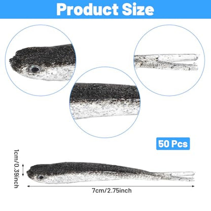 50PCS Soft Plastic Baits 2.75in Soft Fishing Lure | Swim Baits Forked Tail Minnow Bait for Saltwater Freshwater Bass Crappie Walleye Trout Lures Fishing