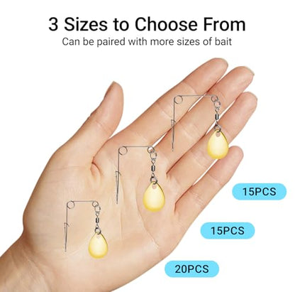 50Pcs Fishing Spinnerbait Kit Gold Teardrop Fishing Spinner Blades Smooth Spoons Rigs with Colorado Blade Lure Making Fishing Lures Replacement Accessories