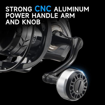 HAUT TON LT Metal Spinning Fishing Reel, Freshwater and Saltwater Fishing Reels, 5+1 Stainless Steel BB, 39.5Lbs Max Drag, CNC Aluminum Handle 3000/4000/5000/6000 for Casting Reel - size: 5000