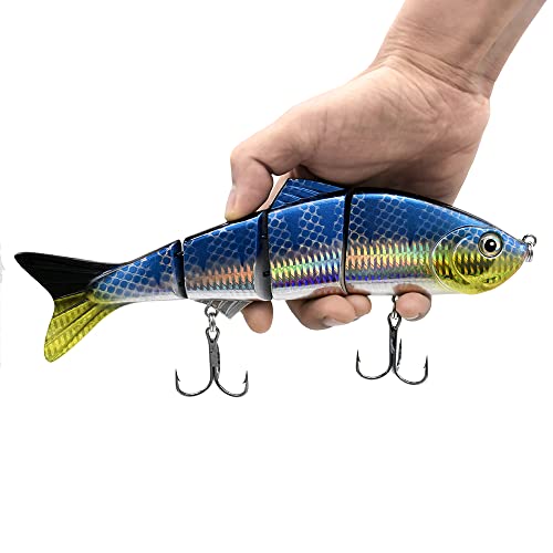10in Multi Jointed Swimbait Fishing Lures Bait,4 Segment Big Giant Sinking Fishing Bass Lures,Crankbaits Swimbaits with Treble Hook - color: 10in,4.76oz-Color H