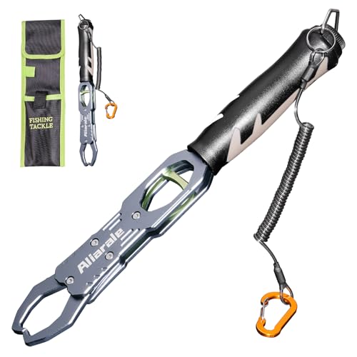 Fish Lip Gripper Fish Scales Professional Fish Holder Aluminium Alloy Material Grabber 40 Pound Fish Lip Grip Tool with Weight Scale and 360 Degree Rotation,Fish Grabber Clip Fish Control Tackle - size: Gripper Only