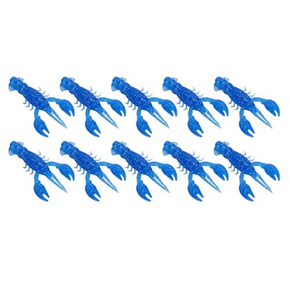 Acouto 10pcs Soft Fishing Lure Crawdad Bait PVC Shrimp Artificial Soft Lure Baits for Bass Fishing – Dark Brown Crawfish Plastics, 5.5cm Lifelike Action, Reusable & Tear for - color: Blue