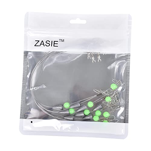 Carolina Rigs for Fishing- 12 Inch Steel Fishing Leaders with Fishing Weight, Pre Rigged Carolina Rigs with Fishing Weight 1/6oz, 1/4oz, 1/2oz, 10 Pcs - size: 1/6 oz; 12 Inch