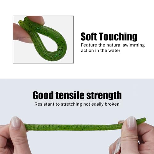 Worms for Bass Fishing FS/RE-04 | Salted Soft Plastic Fishing Lures ,with Hook Slot,Saltwater Freshwater Bass Baits - color: Mixed Color-40pcs
