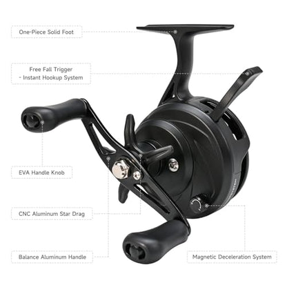 Keenso Ice Fishing Reel,Magnetic Drop System Inline Ice Fishing Reel 3.0:1 High Speed for Deep Sea River Lake