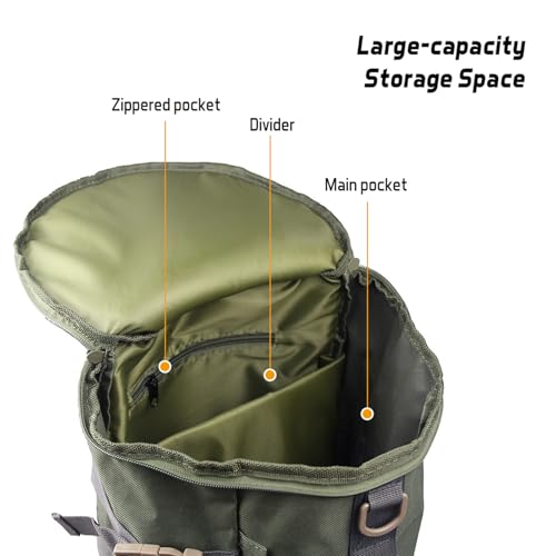 HURRISE Fishing Tackle Bag, Multifunctional Large Capacity Fishing Backpack Outdoor Travel Camping Fishing Rod Reel Tackle Bag Shoulder Bag Luggage Bag (Army green) - color: Army Green