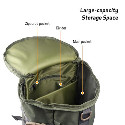 HURRISE Fishing Tackle Bag, Multifunctional Large Capacity Fishing Backpack Outdoor Travel Camping Fishing Rod Reel Tackle Bag Shoulder Bag Luggage Bag (Army green) - color: Army Green
