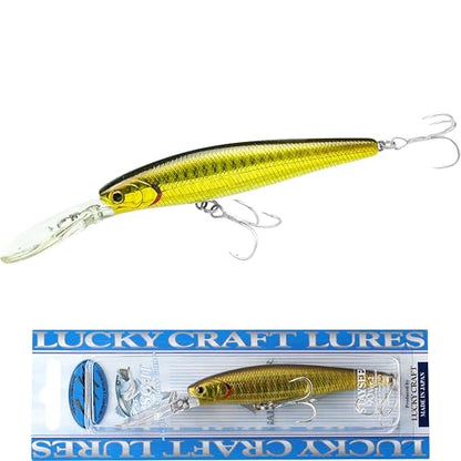 LUCKY CRAFT SW Staysee 90SP V2 – 3.5” Saltwater Jerkbait, Deep Diving Suspending Minnow Lure for Halibut, Snook, Striped Bass & Inshore Gamefish - color: 741 Salty Zebra Aurora Gold