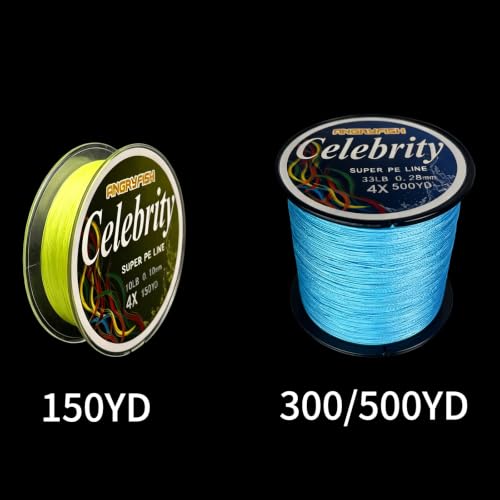 ANGRYFISH 4 Strands Super Strong Braided Fishing Line- Less Expensive -Zero Stretch -Small Diameter-Suitable for Novice Fishermen | Purple/Blue/Yellow/Green, Abrasion Resistant, Zero Stretch, Small Diameter, Less Expensive, Suitable for Novice Fishermen -