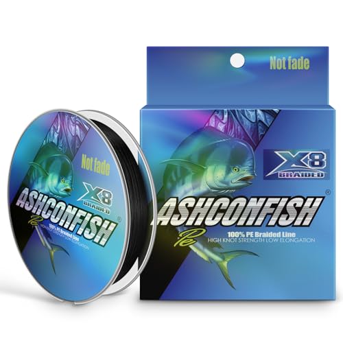 Ashconfish Braided Fishing Line Color Never Fade 8 Strands Super Strong PE Fishing Line Abrasion Resistant Fishing Wire Zero Stretch 6lb to 300lb - color: Black, size: 109Yards(100m)-6lb/0.10mm