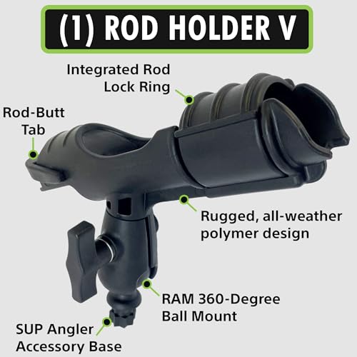 SUP Angler Lite Universal Paddle Board Mount with Paddle Board Fishing Rod Holders, Phone Holders, Cup Holders; Paddle Board Accessories - style: 1 Rod Holder / 1 Cup Holder
