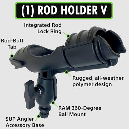 SUP Angler Lite Universal Paddle Board Mount with Paddle Board Fishing Rod Holders, Phone Holders, Cup Holders; Paddle Board Accessories - style: 1 Rod Holder / 1 Cup Holder
