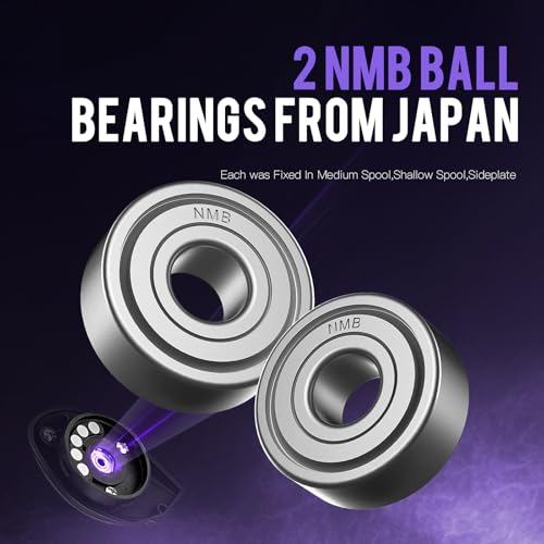 GKA200 Baitcasting Fishing Reel - 7.1:1/8.1:1 High-Speed Gear Ratio, 20LB Carbon Drag, 30Levels Magnet Braking System, Low Profile Design with Dual spools for Freshwater/Saltwater Fishing - color: 8.1 Purple Right Hand Single Standard