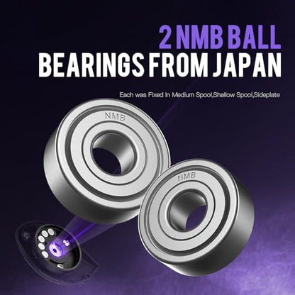 GKA200 Baitcasting Fishing Reel - 7.1:1/8.1:1 High-Speed Gear Ratio, 20LB Carbon Drag, 30Levels Magnet Braking System, Low Profile Design with Dual spools for Freshwater/Saltwater Fishing - color: 8.1 Purple Right Hand Single Standard