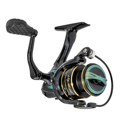 Lew’s Wally Marshall Signature Series Spinning Fishing Reel, 5+1 Bearings, Graphite Frame and Rotor, Interchangeable Retrieve, Green/Gold - size: 50 (Clam Packaging)