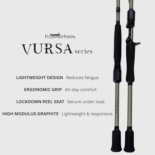 Fitzgerald Vursa Series Baitcasting Rods | High Modulus Graphite | American Tackle TiForged Air Guides | 9 Models | Bass, Walleye & Musky | Freshwater & Inshore - size: 7'3" Heavy (casting)