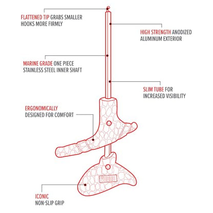 BUBBA Hook Extractor with Non-Slip Grip T-Handle with Marine Grade Stainless Steel Hook Extractor for Fishing and Angling - size: 4 inch