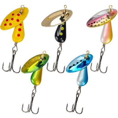 QualyQualy Trout Lures Fishing Spinnerbaits 5pcs Brass Hard Metal Spinner Trout Baits Fishing Lure for Perch Freshwater Saltwater Lake River - color: #B, size: 1/6 oz