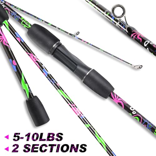 Sougayilang Fishing Rod, 2-Piece Graphite Composite Blank/Fiber Glass Spinning & Casting Rod with EVA Grip, Smooth Transition Fishing Pole - size: 6'0", style: Fiber Glass - Spinning Rod