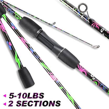 Sougayilang Fishing Rod, 2-Piece Graphite Composite Blank/Fiber Glass Spinning & Casting Rod with EVA Grip, Smooth Transition Fishing Pole - size: 6'0", style: Fiber Glass - Spinning Rod