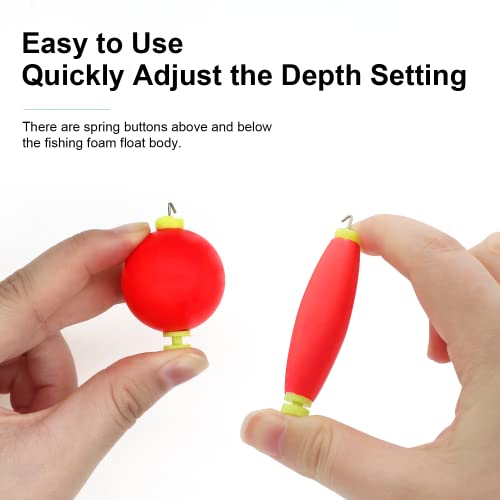Fishing Bobber Slip Bobbers for Fishing 15 Pcs Foam Snap Weighted Floats Set Bobbers Fishing Tackle Accessories Fishing Supplies - color: C-Small+Large-Unweighted