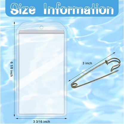 Geyee 6 Pack Fishing Hunting License Holder Waterproof Fluorescent ID Holder with 6 Bronze Safety Pins Heavy Duty for License Permit Protection Hunting Deer Season Supplies(Clear,Vertical) - color: Clear, style: Vertical