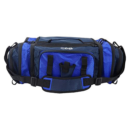 OSAGE RIVER Large Waterproof Fishing Tackle Bag with Padded Shoulder Strap, Ripstop Soft Sided Bag with Fishing Pliers Holder - color: Blue with 3 Tackle Boxes