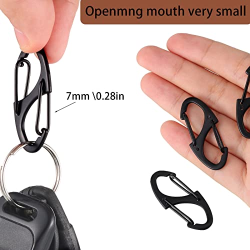 Demissle 40 Pcs S Small Carabiner Clips 1.6 Inch Mini Double Sided Gate Snap Hooks Key Clips for Keychains Accessories Camping Fishing Hiking(Black) - color: Black
