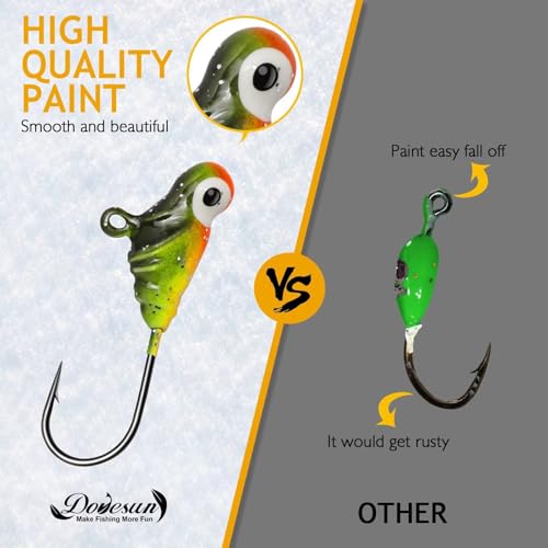 Dovesun Fishing Kit Ice Fishing Jigs Ice Fishing Lures Walleye Fishing Lures Crappie Jigs 135pcs/58pcs/45pcs/34pcs/30pcs/8pcs - color: A-Ice fishing jigs 58pcs