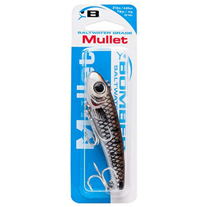 Bomber Lures Mullet Slow-Sinking Twitch / Walking Saltwater Fishing Lure - Excellent for Speckled Trout, Redfish, Stripers and More, 3 1/2 Inch, 5/8 Ounce - color: Spot-Tail Pogy